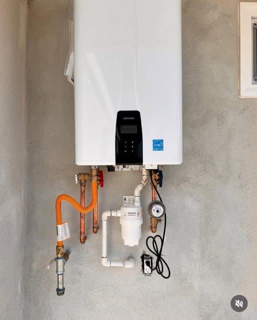 Tankless water heater installed by Valstrong Plumbing in a San Diego home